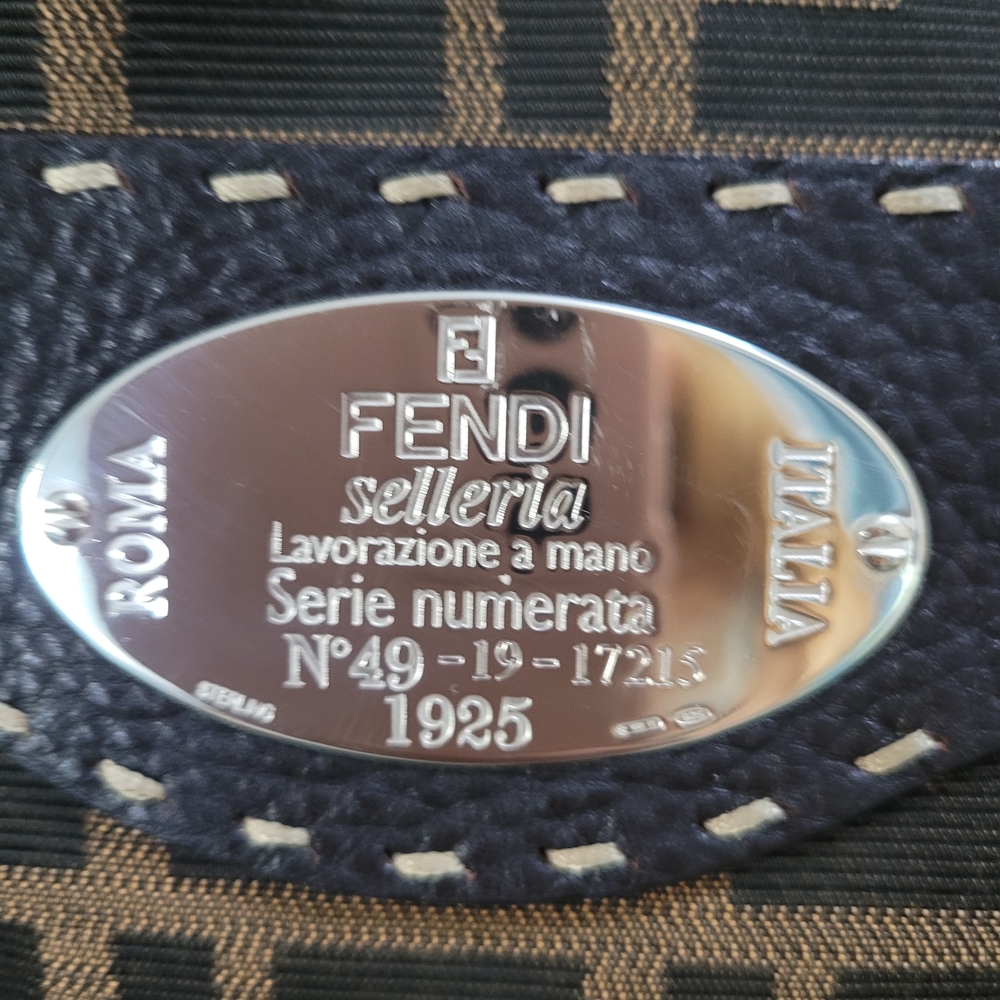 Fendi Zucca Selleria Canvas Leather Crossbody Bag - Picture 3 of 14
